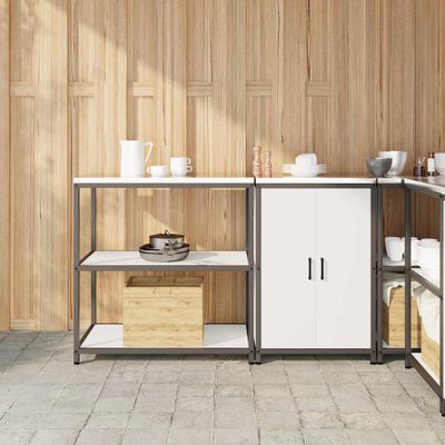 vidaXL Kuchynský úložný set HATTEM 2 pcs Biela Studený valcovaný oceľ