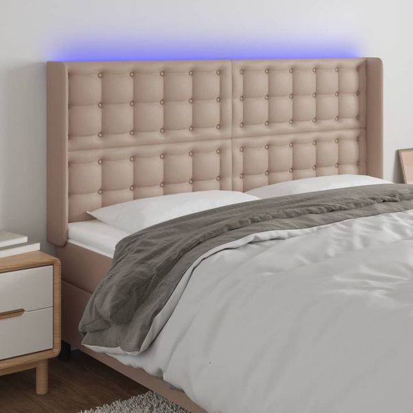 VidaXL Čelo postele kapučínové 147x16x118/128 cm umelá koža