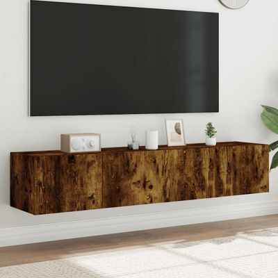 vidaXL TV nástenné skrinky s LED svetlami 2 ks dymový dub 80x35x31 cm