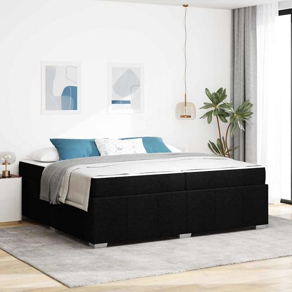 vidaXL Rám postele s matracmi Čierna 200 x 200 cm látka
