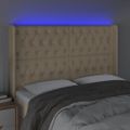 vidaXL Čelo postele s LED krémové 163x16x118/128 cm látka