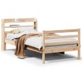 vidaXL Posteľný rám s čelom biely 75x190 cm borovicový masív