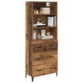 vidaXL Highboard Staré drevo 69,5 x 34 x 180 cm Kompozitné drevo