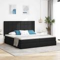 vidaXL Postel s úložným prostorem a matrací Čierna 200 x 200 cm látka