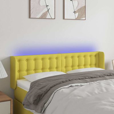 vidaXL Čelo postele s LED zelené 147x16x78/88 cm látka