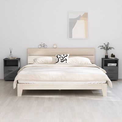 vidaXL Nočné stolíky HAMAR 2 ks, tmavosivé 40x35x62 cm, masív