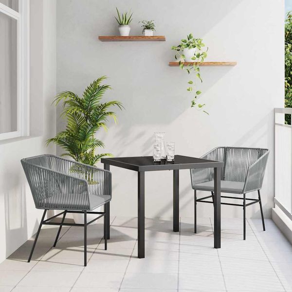 vidaXL Záhradný jedálenský set s vankúšom 3 pcs Sivá