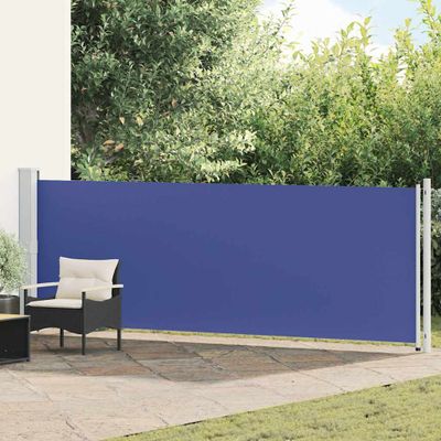 vidaXL Zaťahovacia bočná markíza na terasu 140x600 cm modrá