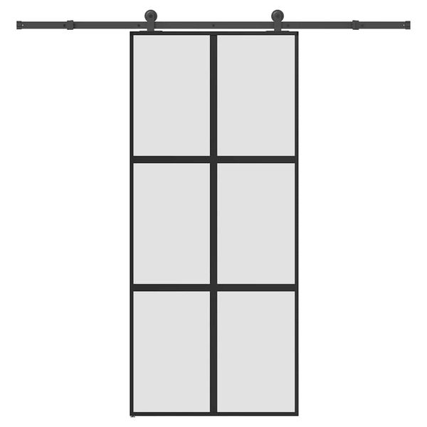 vidaXL Posuvné dvere s kovaním tvrdené sklo a hliník úzke 90x205 cm