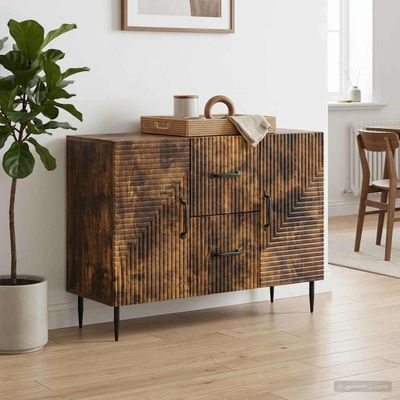 vidaXL Servírovacia skriňa so zásuvkou Dymový dub 89 x 34,5 x 60 cm
