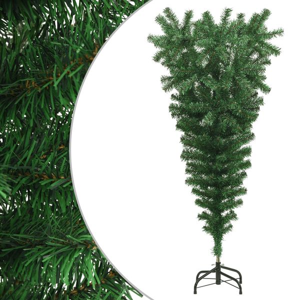 vidaXL Prevrátený umelý vianočný stromček s podstavcom zelený 150 cm