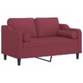 vidaXL 2-miestna pohovka s vankúšmi vínovočervená 120 cm látka