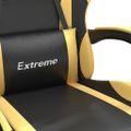 vidaXL Otočná herná stolička s podnožkou čierna a zlatá umelá koža