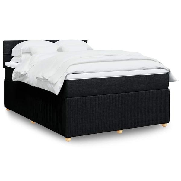 vidaXL Posteľný rám boxspring s matracom čierny 140x200 cm látka