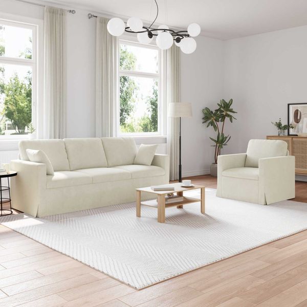 vidaXL Sada pohoviek 2 pcs Krémová 198 x 78 x 80 cm Zamat