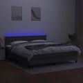 vidaXL Posteľ boxsping s matracom a LED tmavosivá 160x200 cm látka