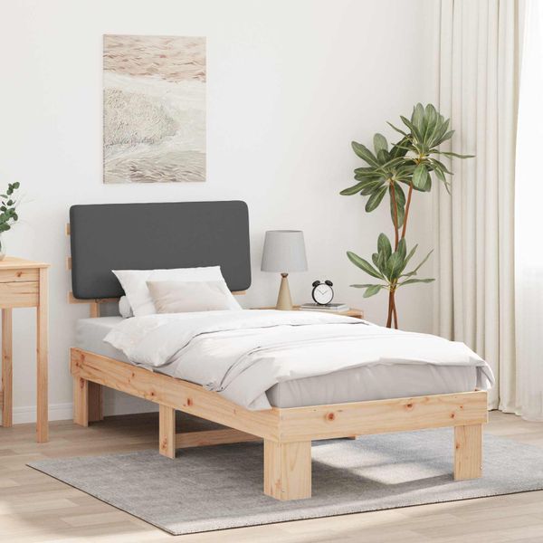 vidaXL Rám postele s čalúneným čelom Tmavo šedá 90 x 190 cm