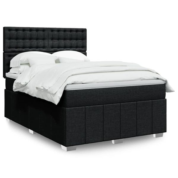 vidaXL Posteľný rám boxspring s matracom čierny 140x200 cm látka