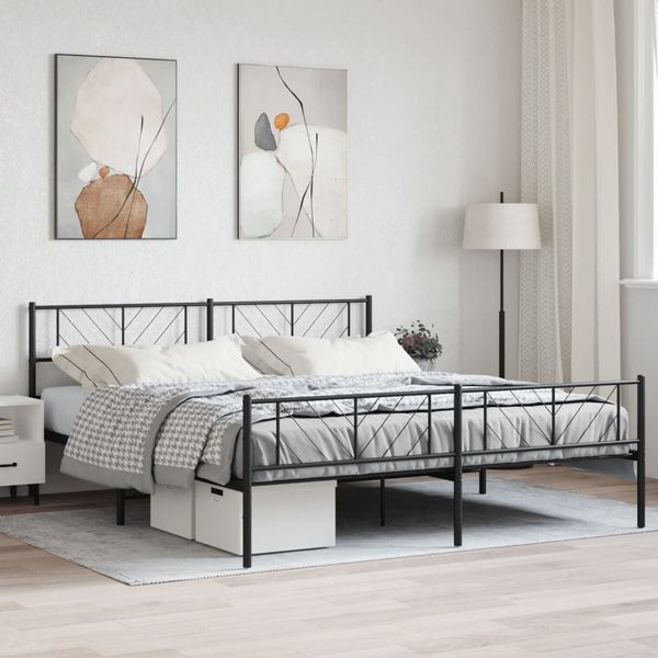 vidaXL Kovový rám postele bez matraca s čelom čierny 180x200 cm