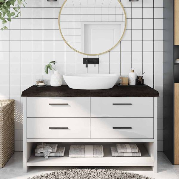 vidaXL Kúpeľňová doska tmavohnedá 140x60x(2-6) cm ošetrený masív
