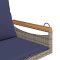 vidaXL Hojdacia lavica s vankúšmi sivá 63x62x40 cm polyratan