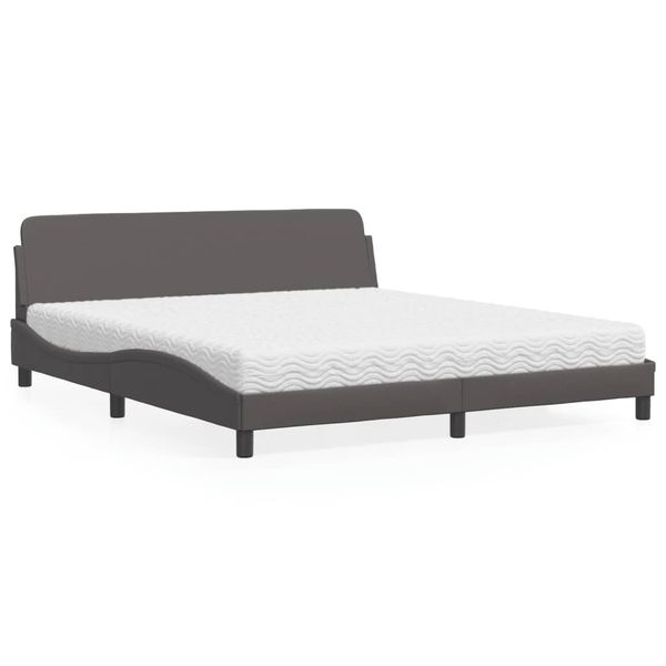 vidaXL Posteľ s matracom Dover sivá 180x200 cm umelá koža