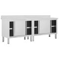 vidaXL Pracovné stoly s posuvnými dvierkami 2ks 240x50x(95-97)cm, oceľ