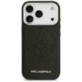 Karl Lagerfeld puzdro Magsafe PU puzdro s Karlovým kruhovým bodkovým logom, kovovými tlačidlami fotoaparátu a logom pre iPhone 17 Pro Max čierne