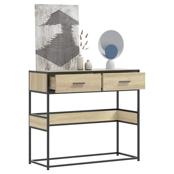 vidaXL Konzolový stolík dub sonoma 90x35x80 cm kompozitné drevo