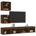 vidaXL 5-dielne TV nástenné skrinky s LED hnedý dub kompozitné drevo