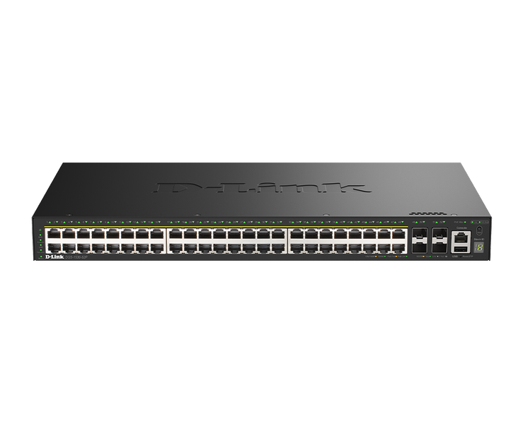D-Link DGS-1530-52P/E 48 Portov GE PoE(30W) + 4 Porty 10G SFP+ Smart Managed Switch, 370W