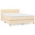 vidaXL Boxspring posteľ s matracom krémový 140x190 cm látka
