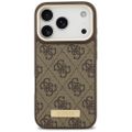Puzdro Guess 4G Logo Plate MagSafe pre iPhone 17 Pro hnedá