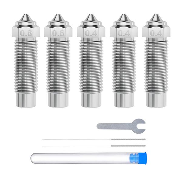 Sada trysiek z tvrdenej ocele pre ELEGOO Neptune 4 Plus / 4 Max (0,4 mm x 3 ks, 0,6 mm x 1 ks, 0,8 mm x 1 ks)