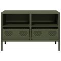 vidaXL TV skrinka olivovozelená 68x39x43,5cm oceľ valcovaná za studena