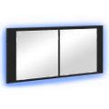 vidaXL Zrkadlový kabinet s LED Čierny dub 100 x 12 x 45 cm
