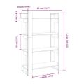 vidaXL Knižnica/deliaca stena biela 80x35x125 cm masívna borovica