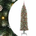 vidaXL Umelý chudý vianočný strom Zelená a biela 180 cm