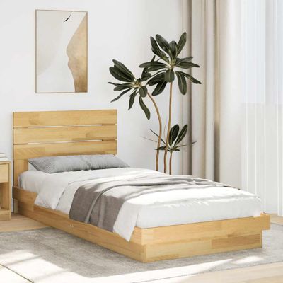 VidaXL Rám postele s čelom bez matraca 100x200cm Dub z masívneho dreva
