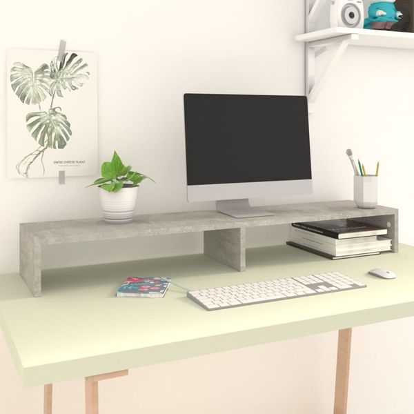 vidaXL Stojan na monitor betónový sivý 110x23,5x9 cm spracované drevo