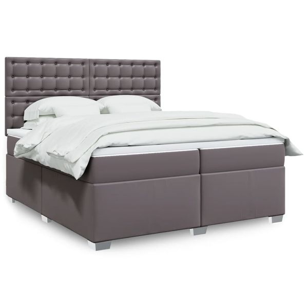 vidaXL Boxspring posteľ s matracom sivá 200x200 cm umelá koža
