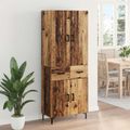 vidaXL Highboard Staré drevo 69,5 x 34 x 180 cm Kompozitné drevo