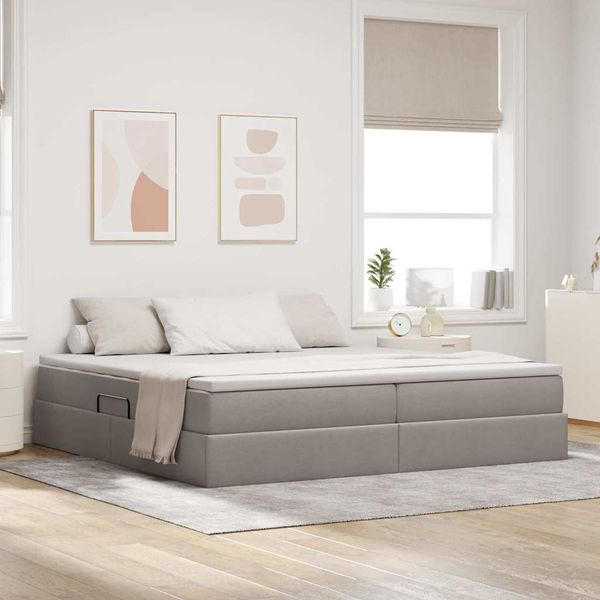 vidaXL Postel s úložným prostorem a matrací Sivohnedá 200 x 200 cm