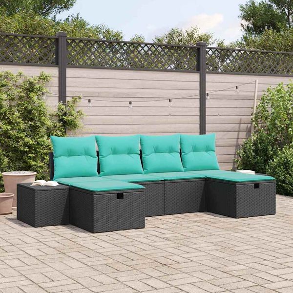 vidaXL Súprava záhradných pohoviek 6 ks Čierna polyratan