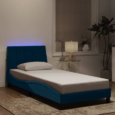 vidaXL Rám postele s LED bez matraca Hankomodrý 80x200 cm zamat