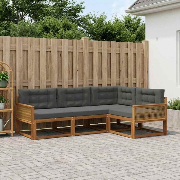 vidaXL Záhradná súprava gaučov s vankúšom 4 pcs Prírodná a antracitová
