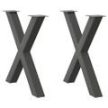 vidaXL Nohy k jedálenskému stolu v tvare X, 2 ks, antracitové, 80 x (72-73) cm, oceľ