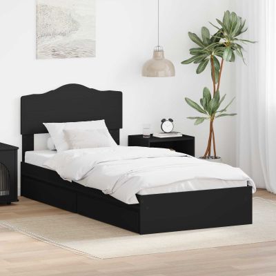 vidaXL Úložná posteľ so zásuvkou Čierna 90 x 190 cm Kompozitné drevo