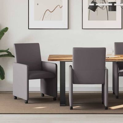 vidaXL Jedálenské stoličky na kolieskach 2 pcs Sivá 57 x 66 x 94 cm