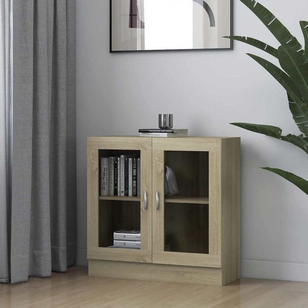 vidaXL Vitrína, dub sonoma 82,5x30,5x80 cm, kompozitné drevo
